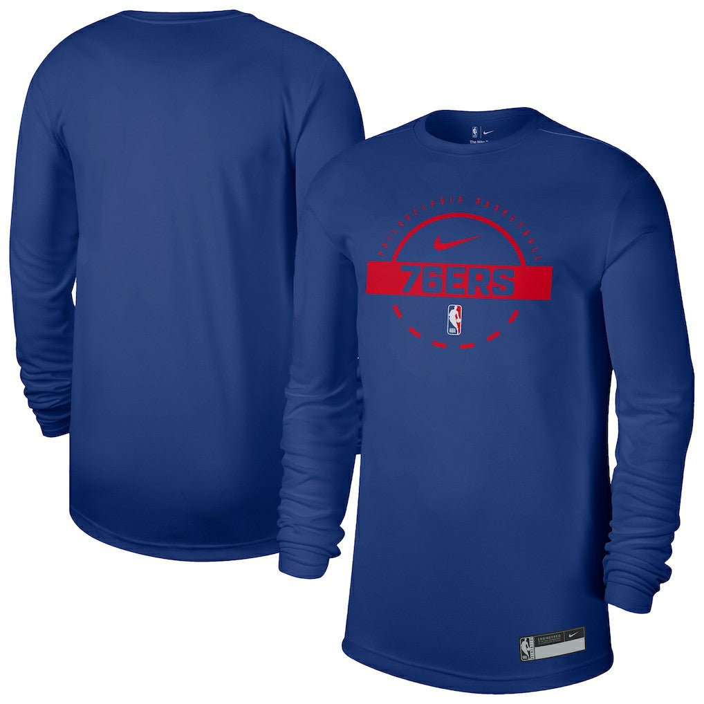 Philadelphia 76ers 2025/26 On-Court Flare Dri-FIT Practice Long Sleeve Tri-Blend T-Shirt Royal
