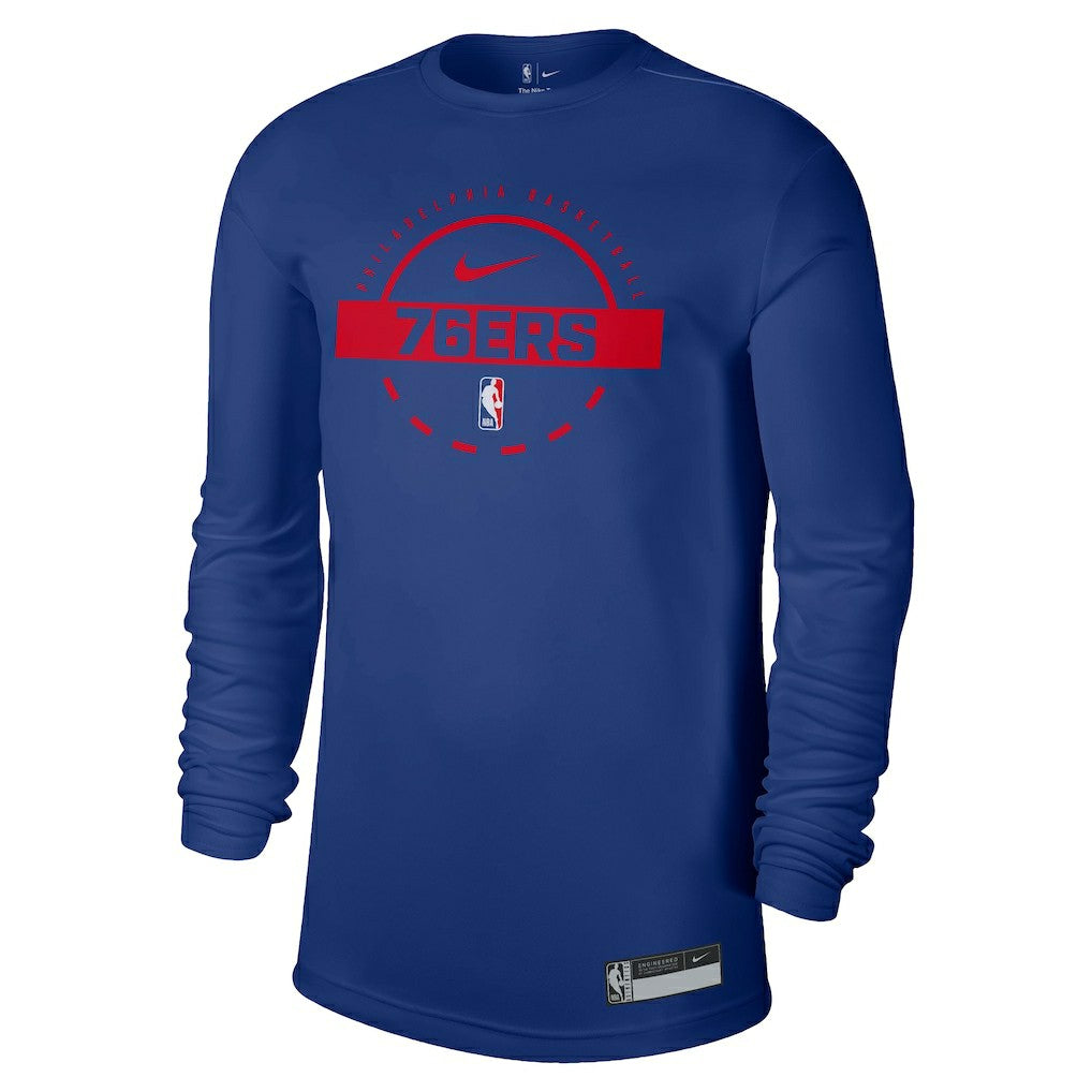 Philadelphia 76ers 2025/26 On-Court Flare Dri-FIT Practice Long Sleeve Tri-Blend T-Shirt Royal