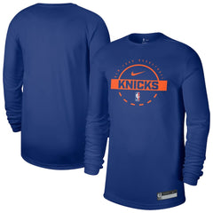 New York Knicks 2025/26 On-Court Flare Dri-FIT Practice Long Sleeve Tri-Blend T-Shirt Blue