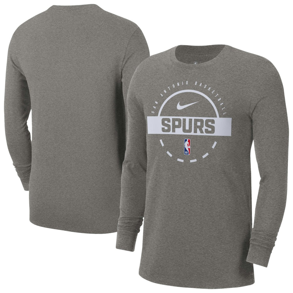 San Antonio Spurs Authentic Long Sleeve Practice T-Shirt Charcoal