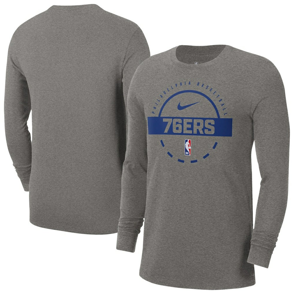 Philadelphia 76ers Authentic Long Sleeve Practice T-Shirt Charcoal