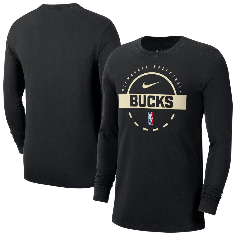 Milwaukee Bucks Authentic Long Sleeve Practice T-Shirt Black