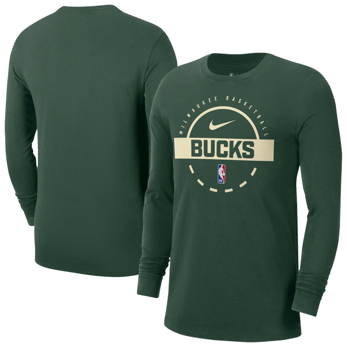 Milwaukee Bucks Authentic Long Sleeve Practice T-Shirt Hunter Green