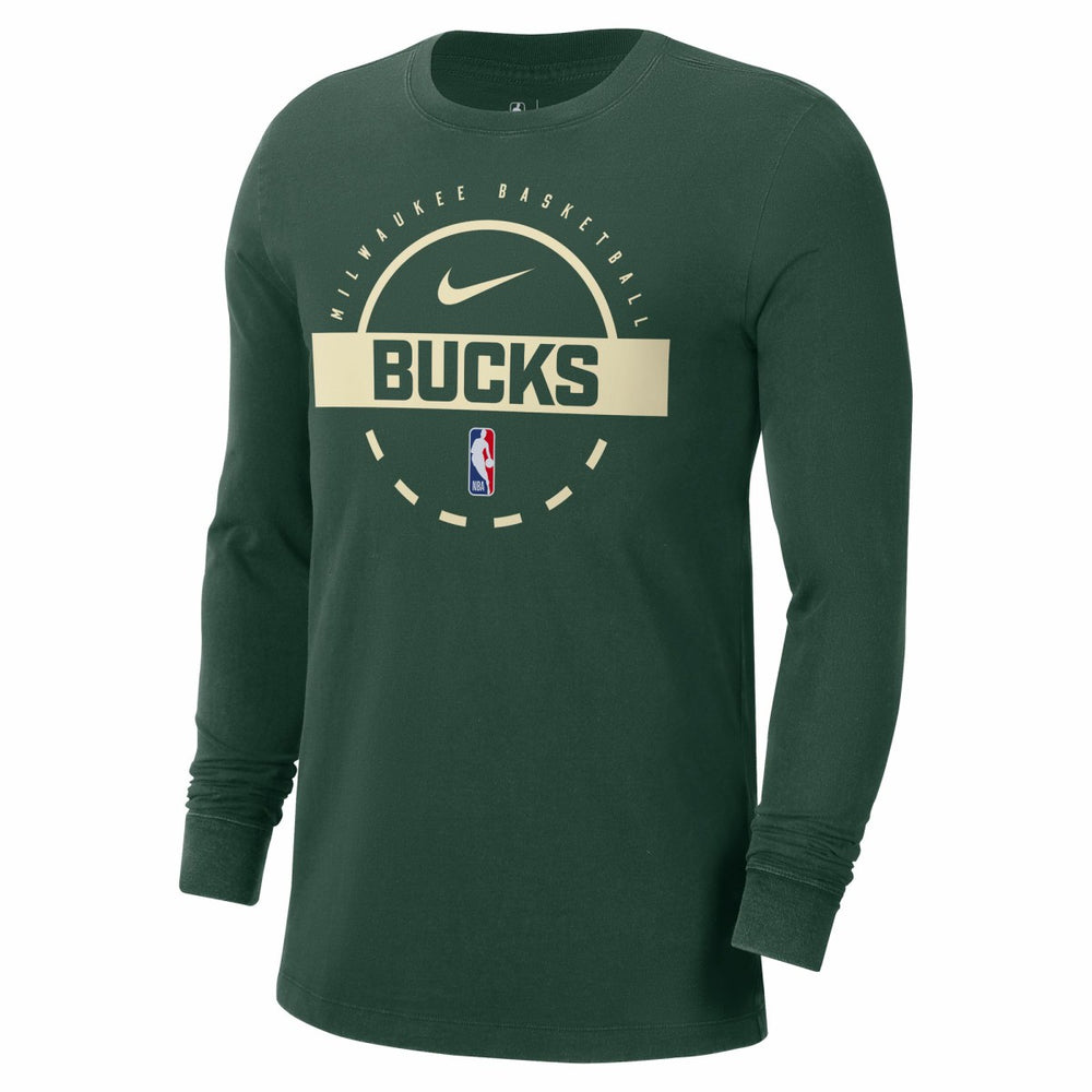Milwaukee Bucks Authentic Long Sleeve Practice T-Shirt Hunter Green