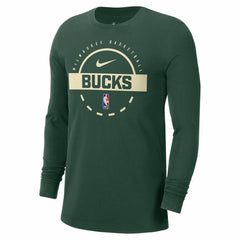 Milwaukee Bucks Authentic Long Sleeve Practice T-Shirt Hunter Green