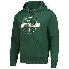 Milwaukee Bucks 2025/26 Authentic Practice Club Pullover Hoodie Hunter Green