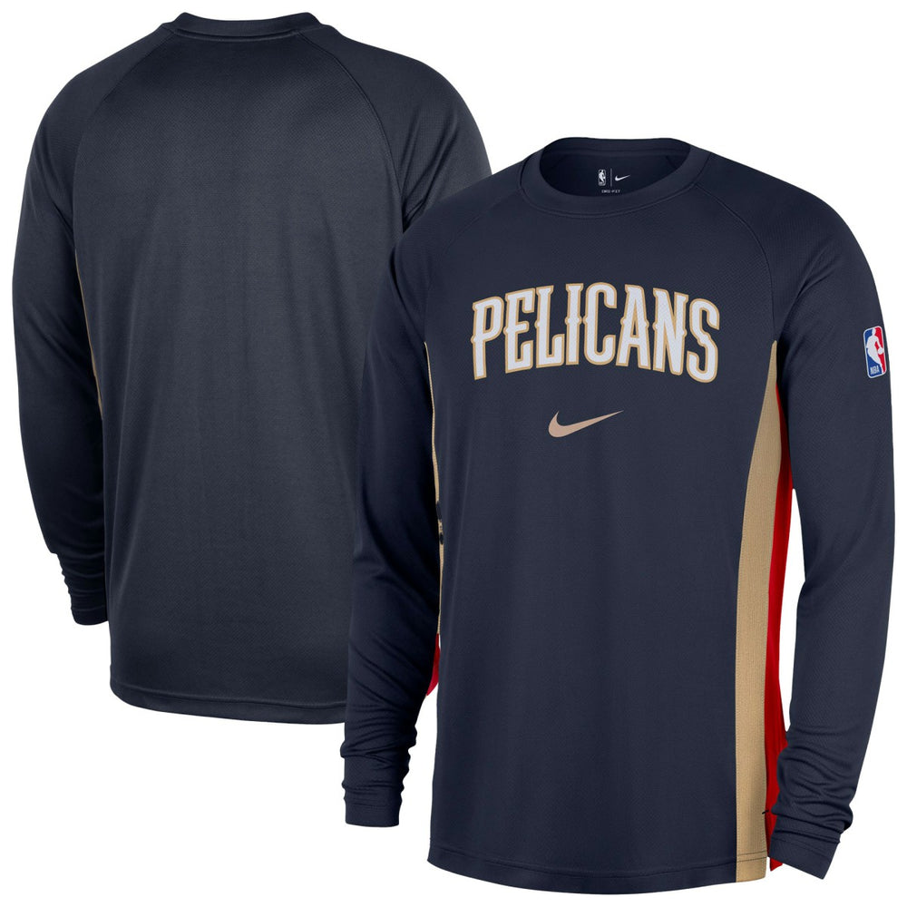 New Orleans Pelicans 2025/26 Authentic Pre-Game Legend Dri-FIT Long Sleeve Shooting Shirt Navy