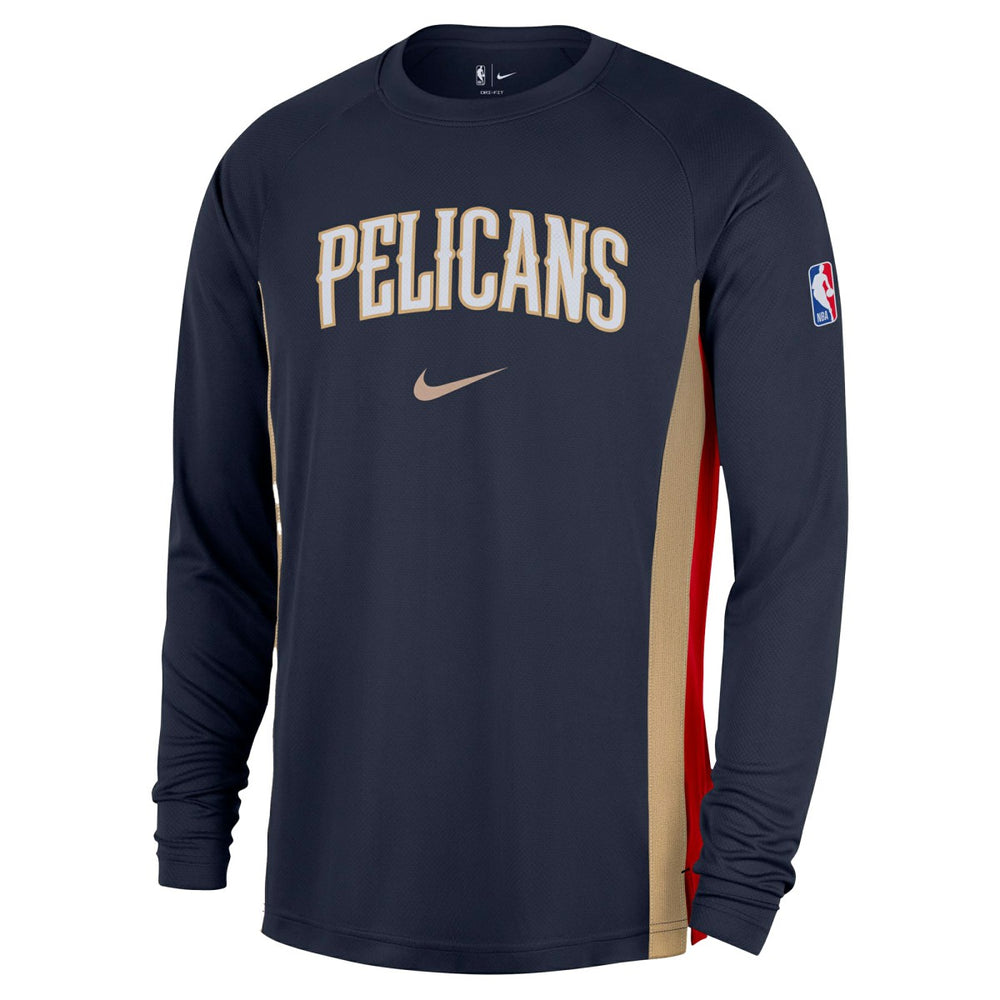 New Orleans Pelicans 2025/26 Authentic Pre-Game Legend Dri-FIT Long Sleeve Shooting Shirt Navy