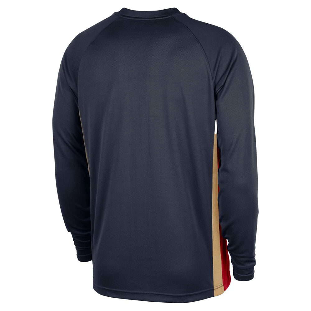 New Orleans Pelicans 2025/26 Authentic Pre-Game Legend Dri-FIT Long Sleeve Shooting Shirt Navy