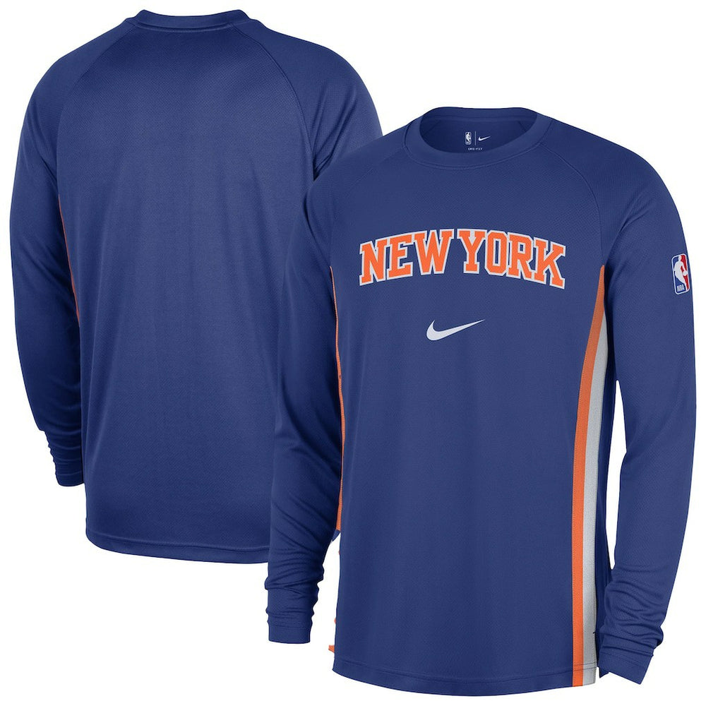 New York Knicks 2025/26 Authentic Pre-Game Legend Dri-FIT Long Sleeve Shooting Shirt Blue