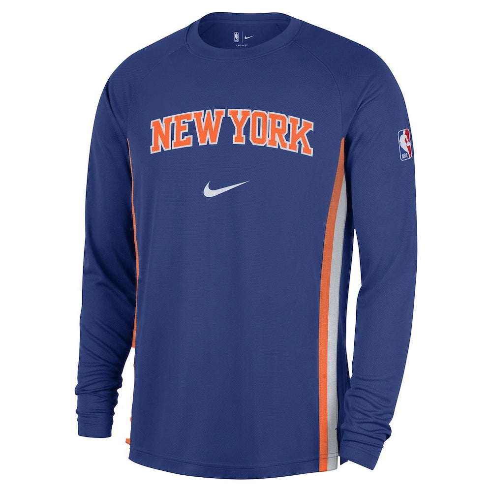 New York Knicks 2025/26 Authentic Pre-Game Legend Dri-FIT Long Sleeve Shooting Shirt Blue