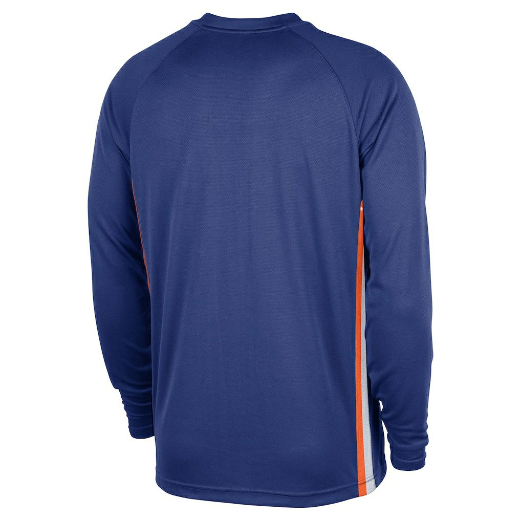 New York Knicks 2025/26 Authentic Pre-Game Legend Dri-FIT Long Sleeve Shooting Shirt Blue