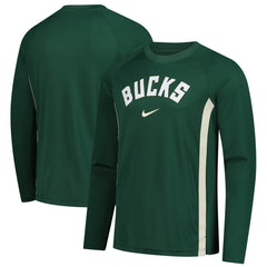 Milwaukee Bucks 2025/26 Authentic Pre-Game Legend Dri-FIT Long Sleeve Shooting Shirt Hunter Green