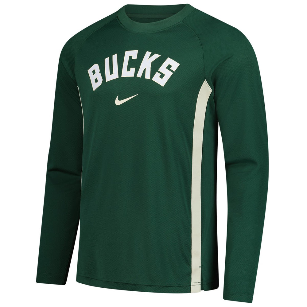 Milwaukee Bucks 2025/26 Authentic Pre-Game Legend Dri-FIT Long Sleeve Shooting Shirt Hunter Green