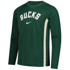 Milwaukee Bucks 2025/26 Authentic Pre-Game Legend Dri-FIT Long Sleeve Shooting Shirt Hunter Green