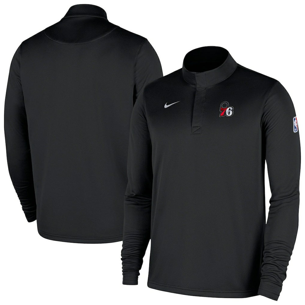 Philadelphia 76ers 2025/26 Authentic Coaches Quarter-Zip Dri-Fit Top Black