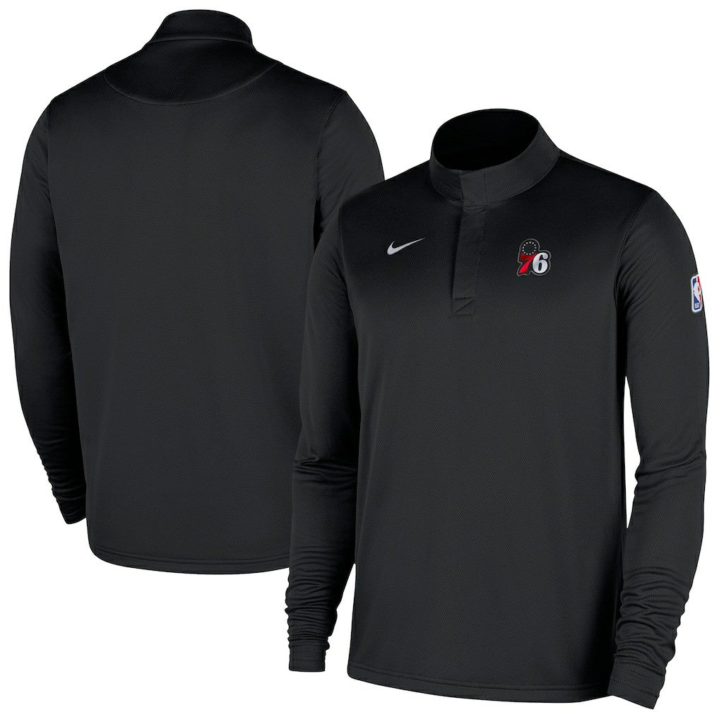 Philadelphia 76ers 2025/26 Authentic Coaches Quarter-Zip Dri-Fit Top Black