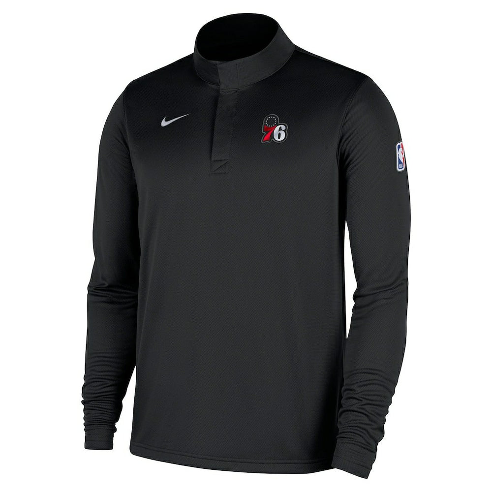 Philadelphia 76ers 2025/26 Authentic Coaches Quarter-Zip Dri-Fit Top Black