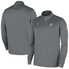 Brooklyn Nets 2025/26 Authentic Coaches Quarter-Zip Dri-Fit Top Gray