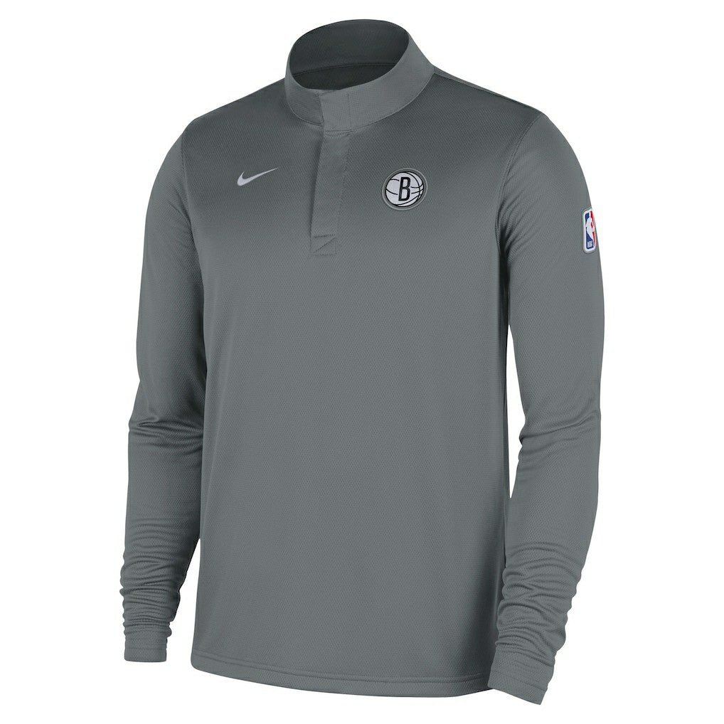 Brooklyn Nets 2025/26 Authentic Coaches Quarter-Zip Dri-Fit Top Gray