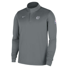 Brooklyn Nets 2025/26 Authentic Coaches Quarter-Zip Dri-Fit Top Gray