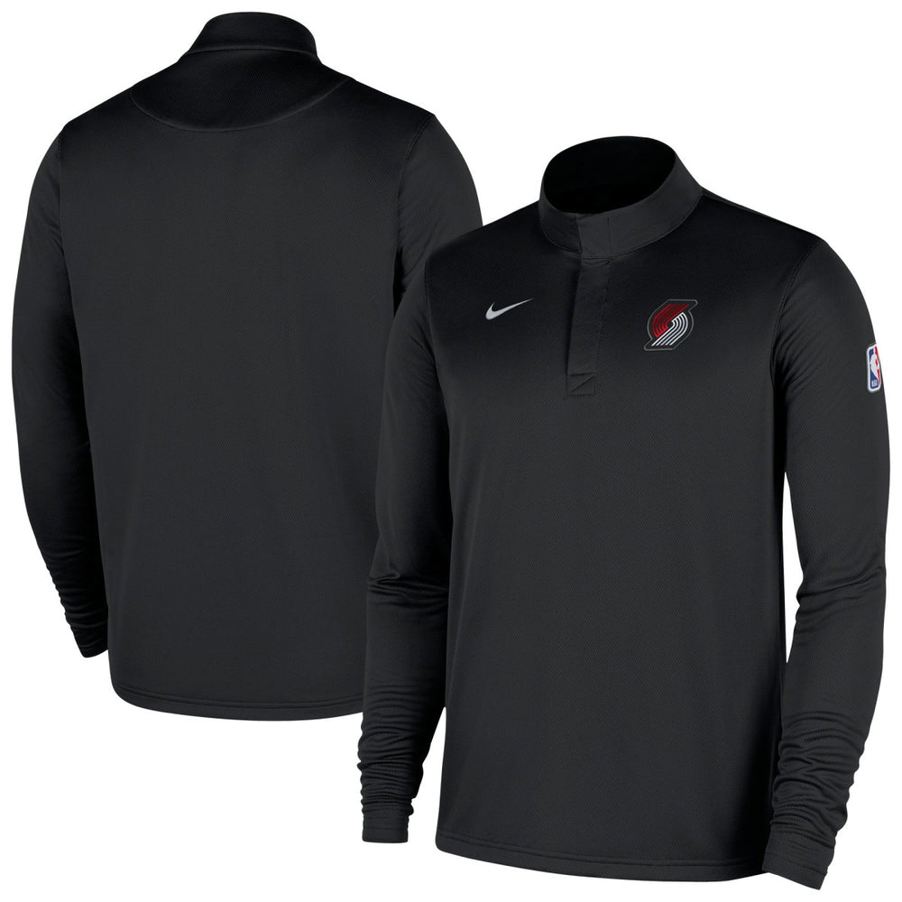 Portland Trail Blazers 2025/26 Authentic Coaches Quarter-Zip Dri-Fit Top Black
