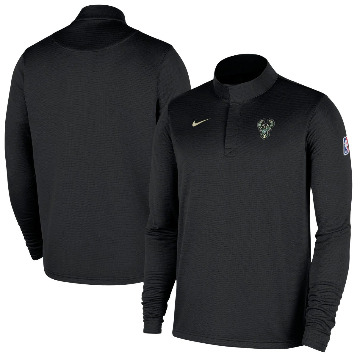 Milwaukee Bucks 2025/26 Authentic Coaches Quarter-Zip Dri-Fit Top Black