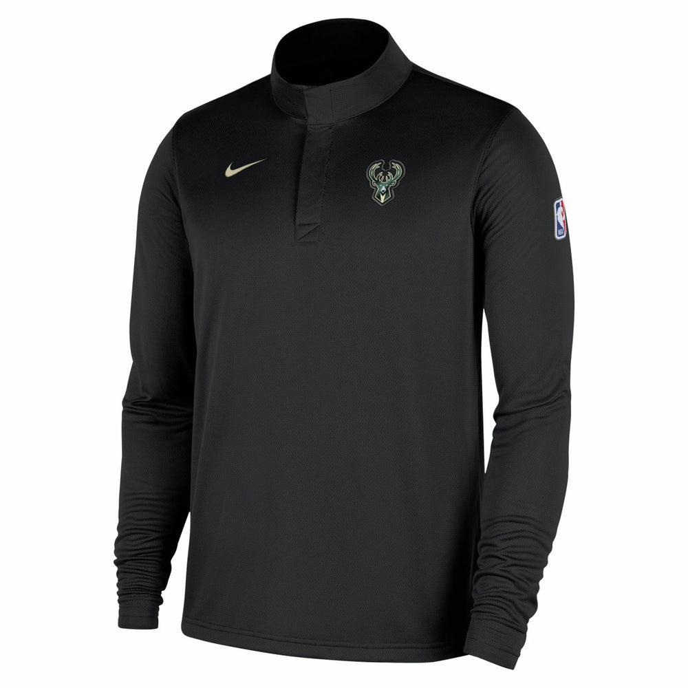 Milwaukee Bucks 2025/26 Authentic Coaches Quarter-Zip Dri-Fit Top Black