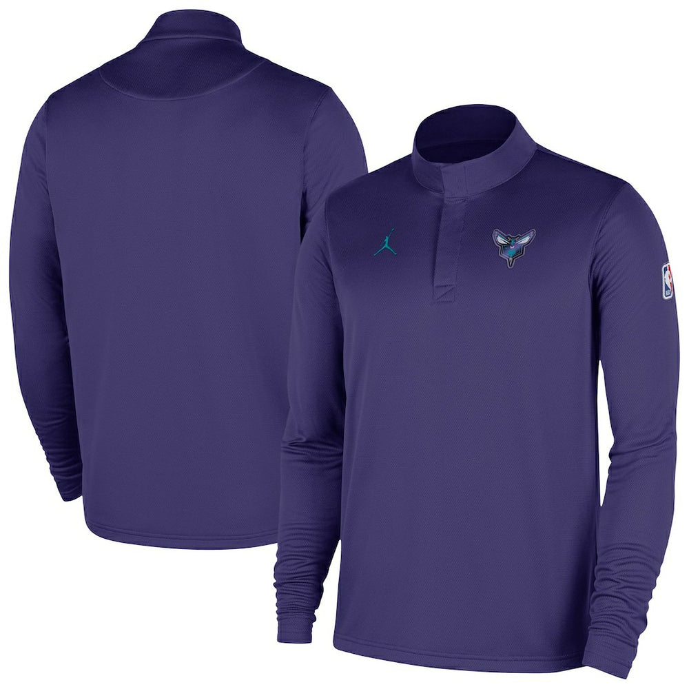 Charlotte Hornets 2025/26 Authentic Coaches Quarter-Zip Dri-Fit Top Purple