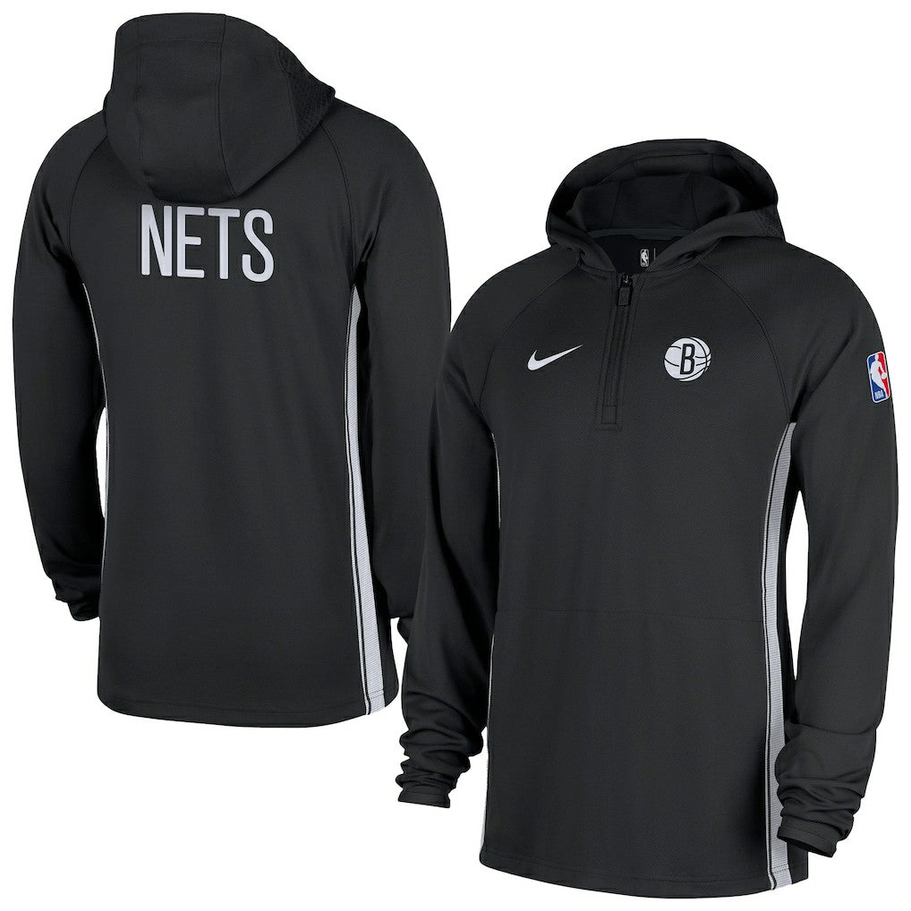 Brooklyn Nets Authentic On Court Zone Quarter-Zip Dri-FIT Hoodie Jacket Black