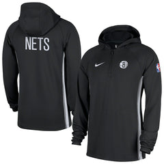 Brooklyn Nets Authentic On Court Zone Quarter-Zip Dri-FIT Hoodie Jacket Black