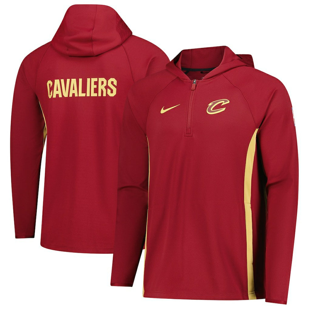Cleveland Cavaliers Authentic On Court Zone Quarter-Zip Dri-FIT Hoodie Jacket Wine
