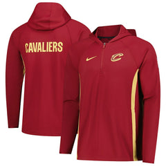 Cleveland Cavaliers Authentic On Court Zone Quarter-Zip Dri-FIT Hoodie Jacket Wine