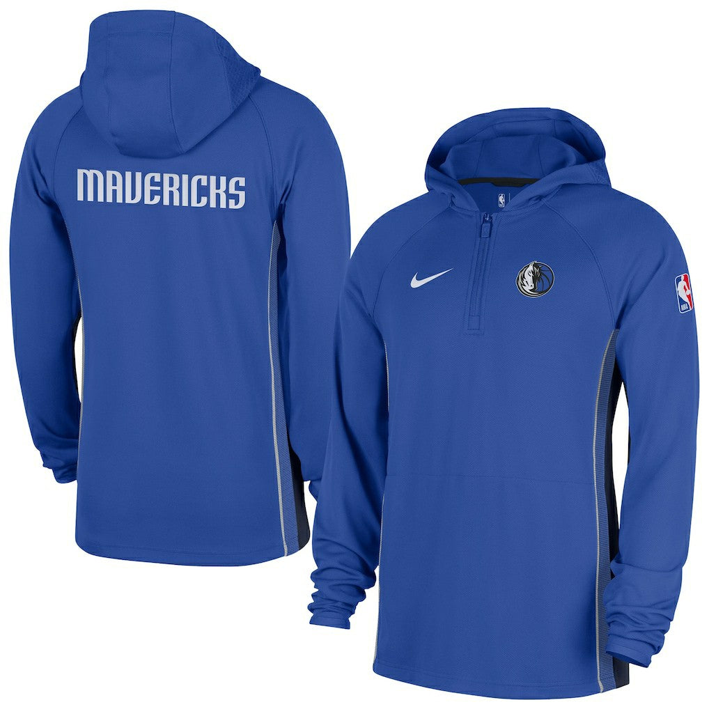 Dallas Mavericks Authentic On Court Zone Quarter-Zip Dri-FIT Hoodie Jacket Royal