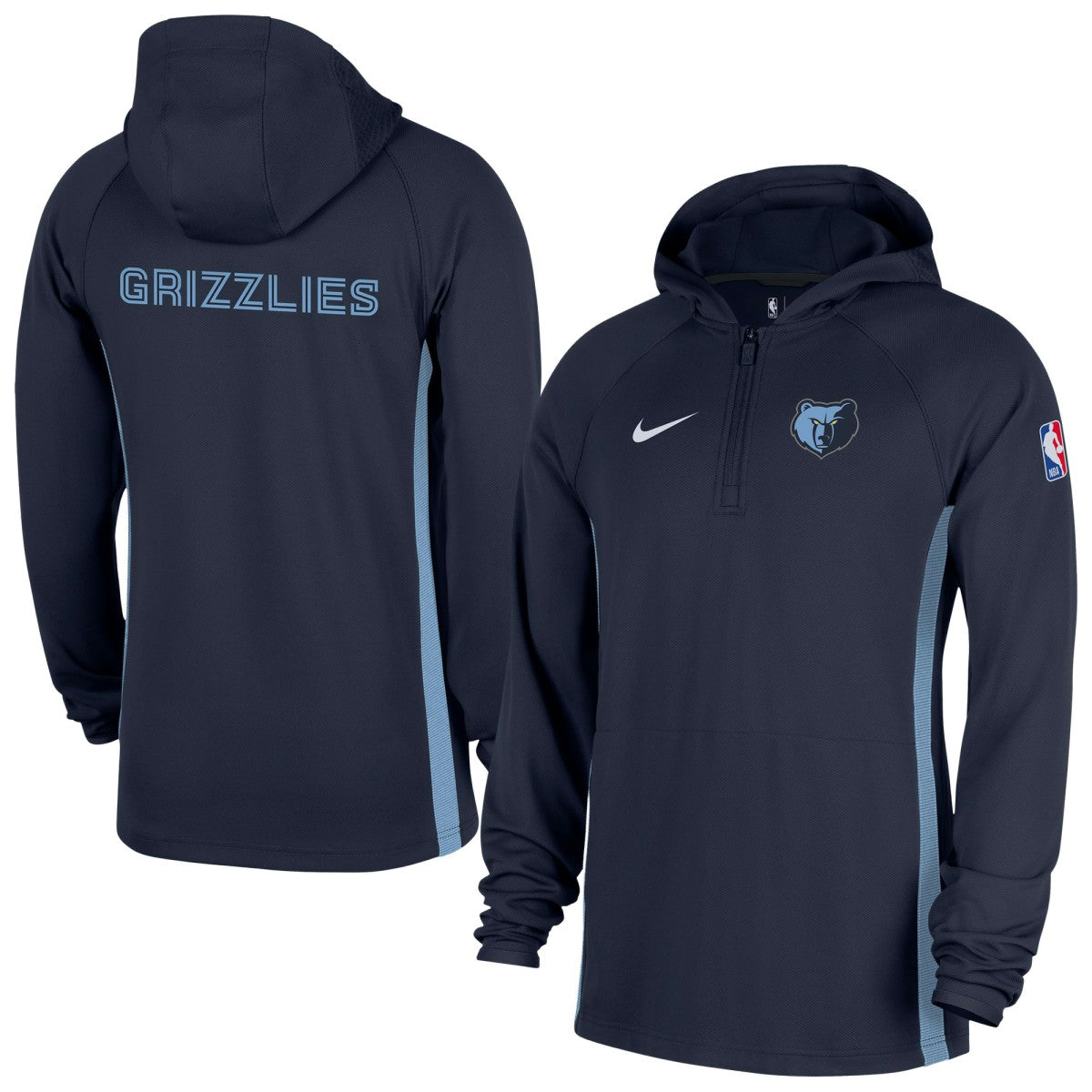 Memphis Grizzlies Authentic On Court Zone Quarter-Zip Dri-FIT Hoodie Jacket Navy