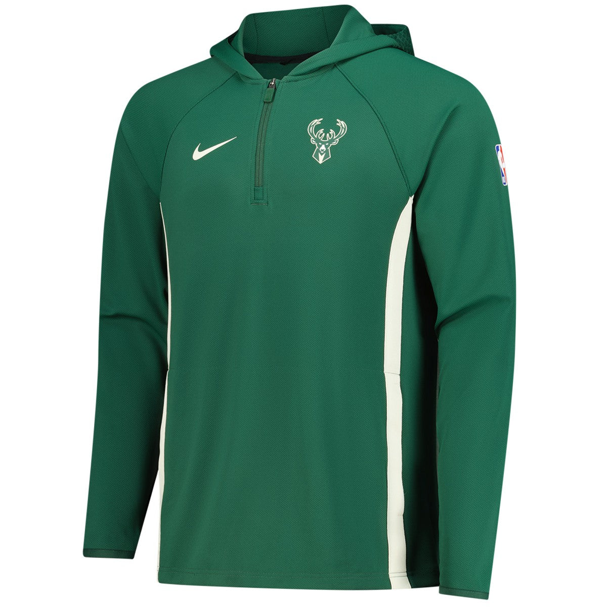 Milwaukee Bucks Authentic On Court Zone Quarter-Zip Dri-FIT Hoodie Jacket Hunter Green