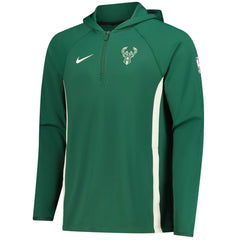 Milwaukee Bucks Authentic On Court Zone Quarter-Zip Dri-FIT Hoodie Jacket Hunter Green