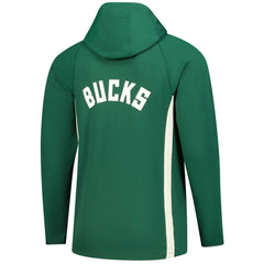 Milwaukee Bucks Authentic On Court Zone Quarter-Zip Dri-FIT Hoodie Jacket Hunter Green