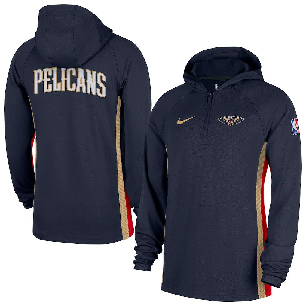 New Orleans Pelicans Authentic On Court Zone Quarter-Zip Dri-FIT Hoodie Jacket Navy