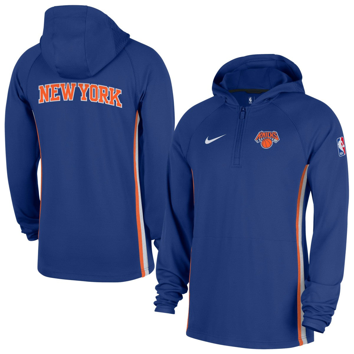 New York Knicks Authentic On Court Zone Quarter-Zip Dri-FIT Hoodie Jacket Blue