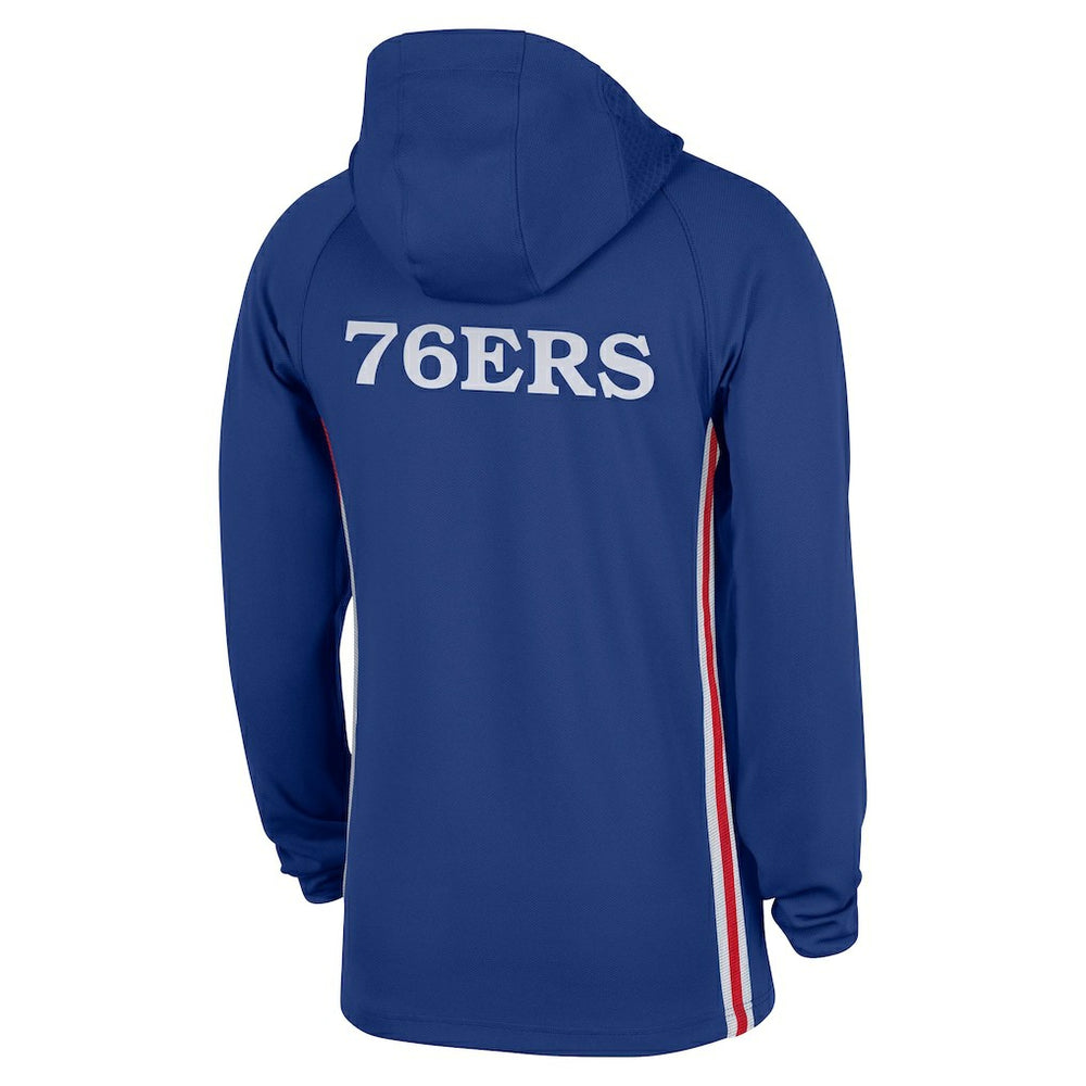Philadelphia 76ers Authentic On Court Zone Quarter-Zip Dri-FIT Hoodie Jacket Blue