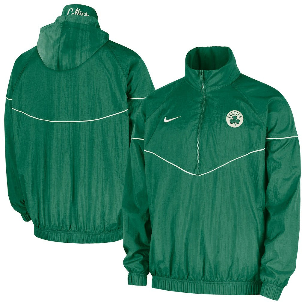 Boston Celtics Courtside Windrunner Woven Half-Zip Hooded Jacket Kelly Green