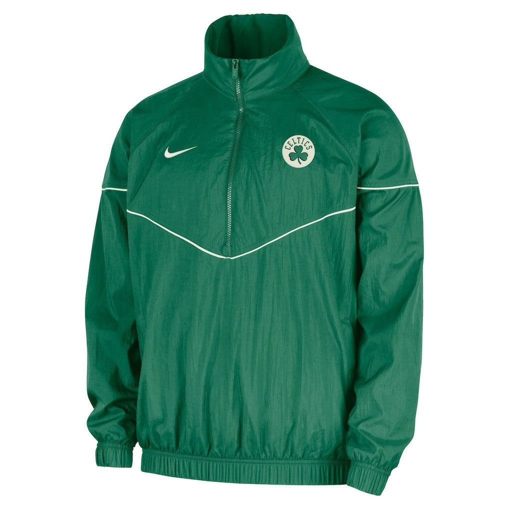 Boston Celtics Courtside Windrunner Woven Half-Zip Hooded Jacket Kelly Green