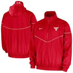 Chicago Bulls Courtside Windrunner Woven Half-Zip Hooded Jacket Red