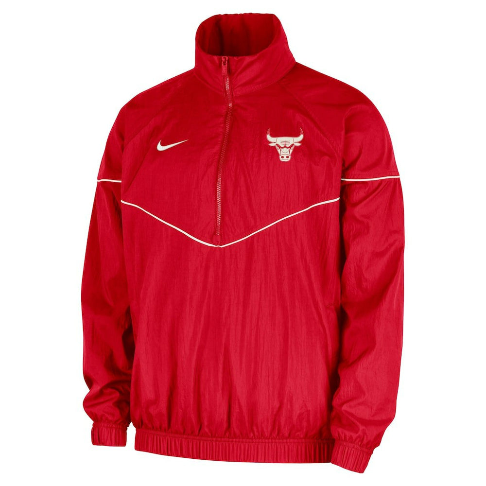 Chicago Bulls Courtside Windrunner Woven Half-Zip Hooded Jacket Red