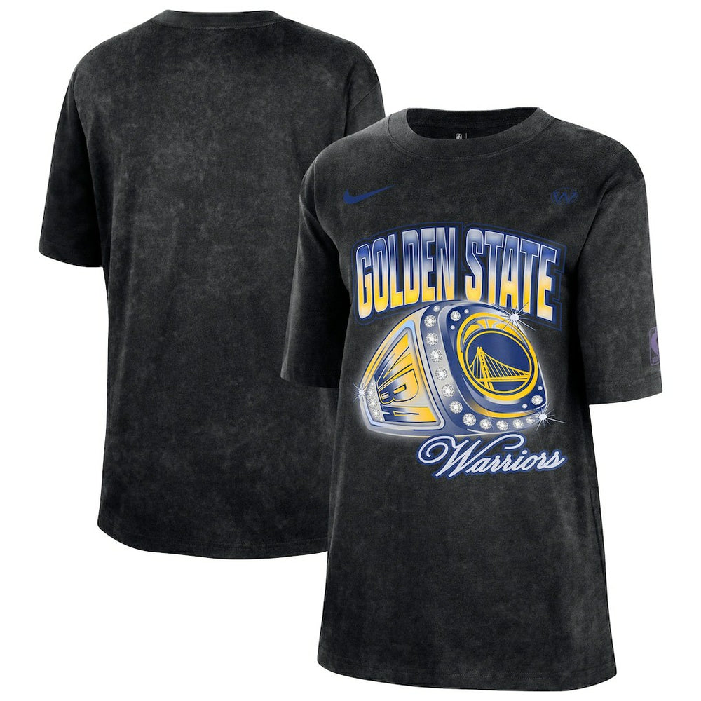 Golden State Warriors Women's Courtside Original Content Vintage Washed Boyfriend T-Shirt Black