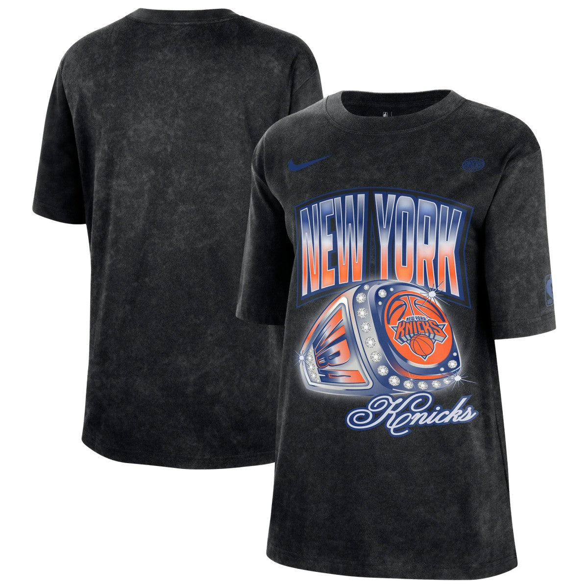New York Knicks Women's Courtside Original Content Vintage Washed Boyfriend T-Shirt Black