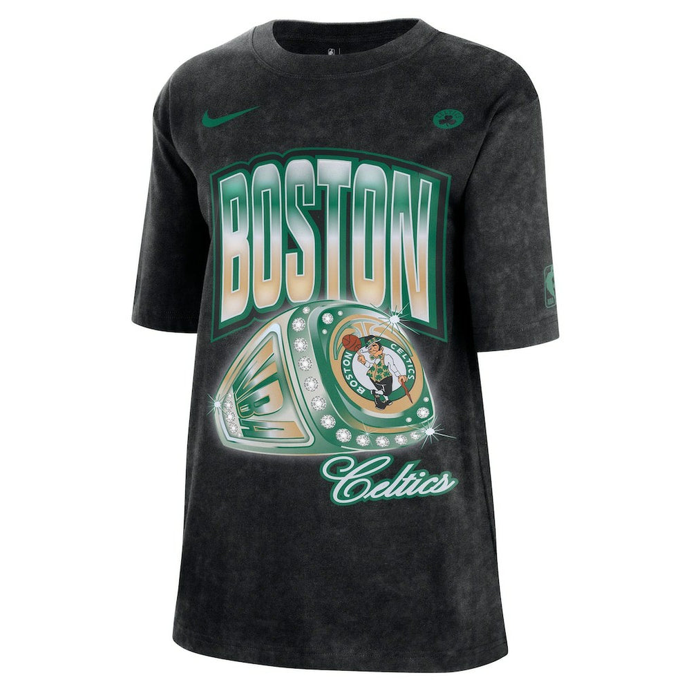 Boston Celtics Women's Courtside Original Content Vintage Washed Boyfriend T-Shirt Black