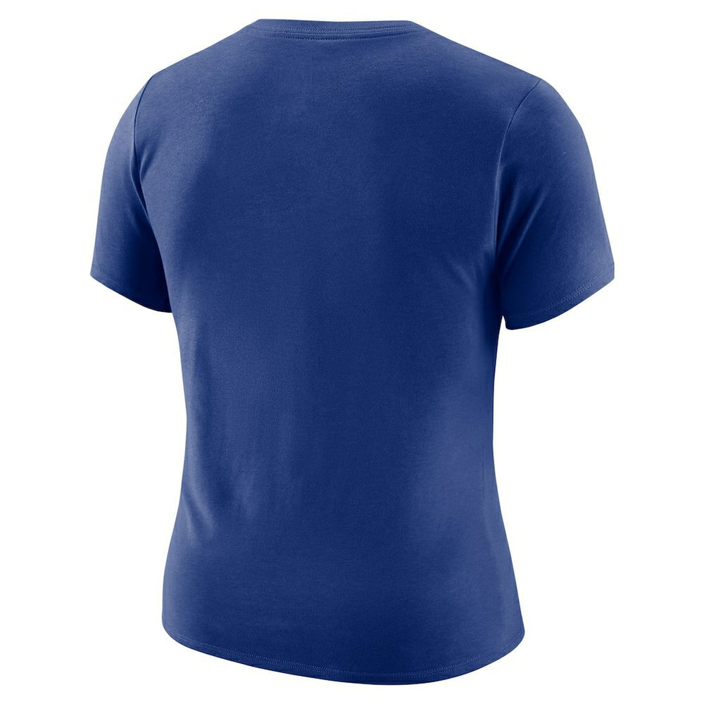Golden State Warriors Women's Courtside Modest Cropped Tri-Blend T-Shirt Royal