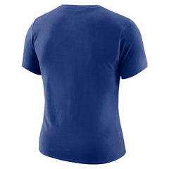 New York Knicks Women's Courtside Modest Cropped Tri-Blend T-Shirt Blue